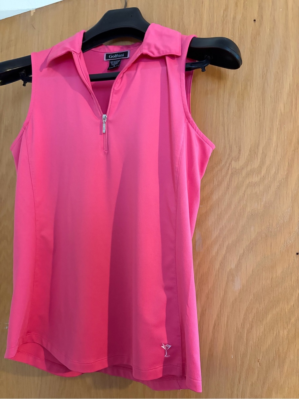 Golfini Women's Bright Pink Sleeveless Polo Zip Tank